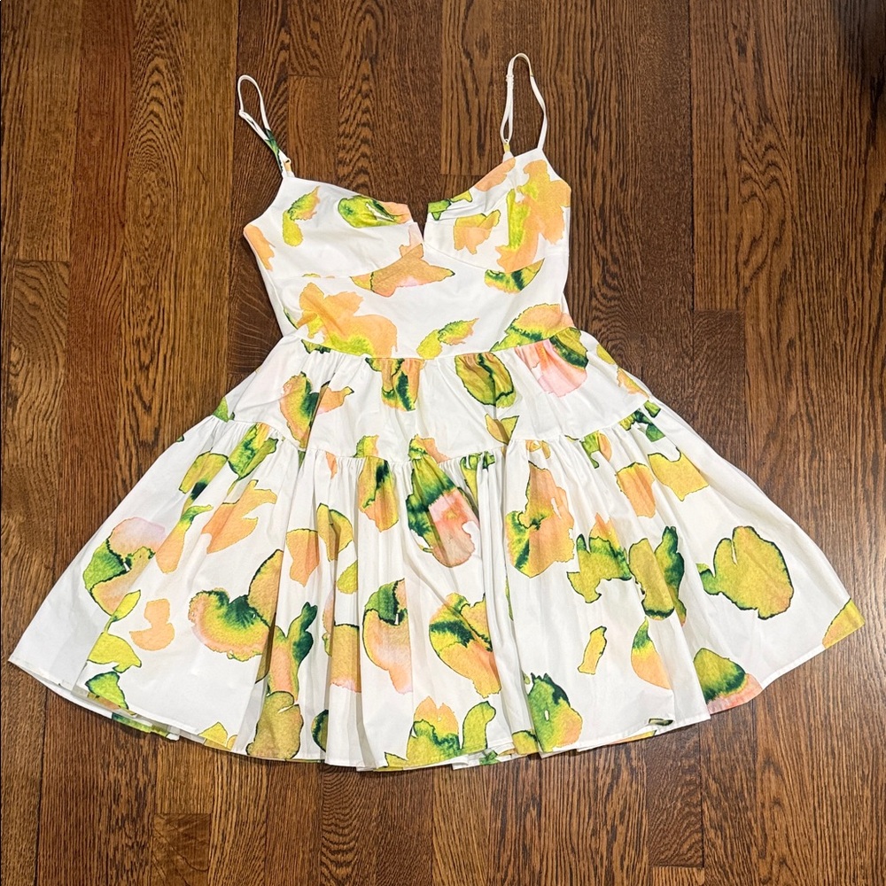 Sau Lee Colette White Floral Watercolor Sundress